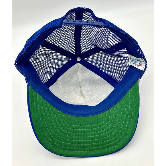 Vintage 1990s Atlanta Braves Hat Cap Snapback Blue Red Mesh Baseball Twins Logo - Picture 9 of 10